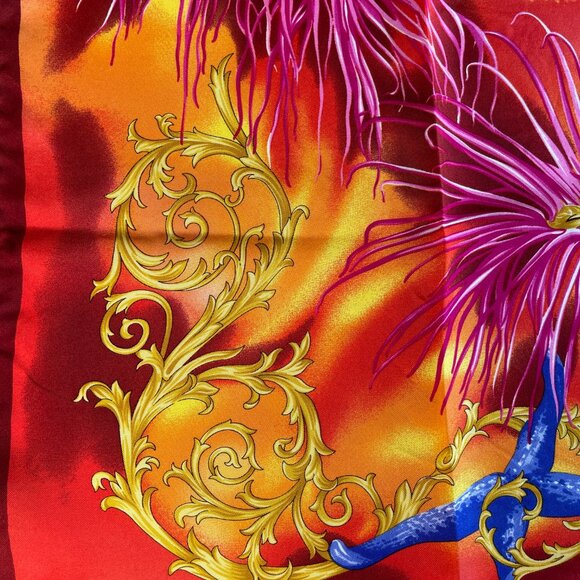 Versace “Trésor de la Mer” Silk Scarf – Coral Sea Print - Picture 10 of 15